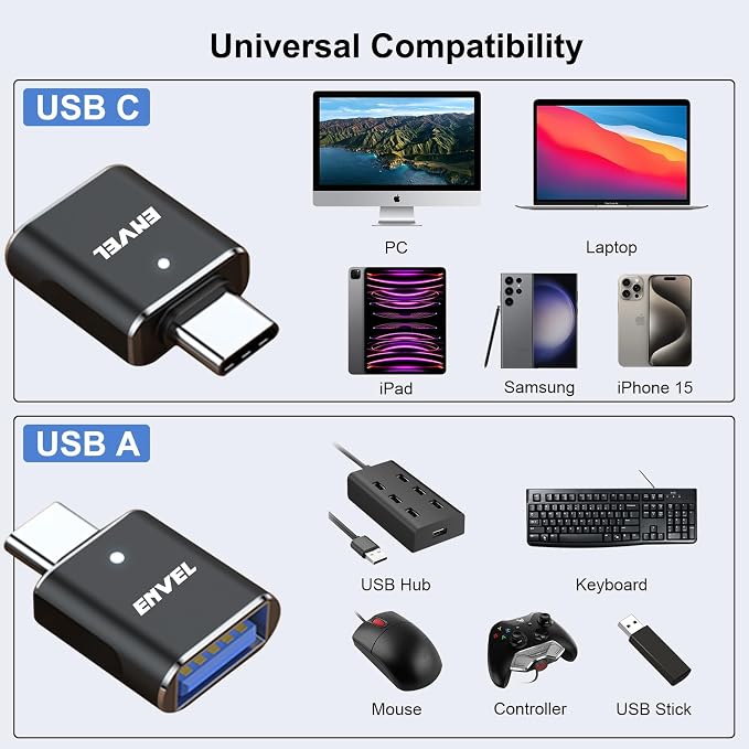 ENVEL USB to USB C Adapter, USB3 5Gbps High Speed Data Transfer, OTG Converter - Image 9