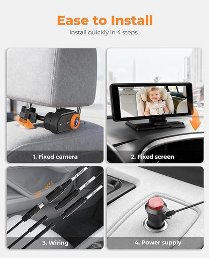 Luckview BM5PRO Dual Camera Baby Car Monitor, 7.2 Inch 1080P Split Screen - Image 6