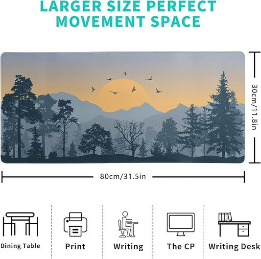 Mountain Gaming Mouse Pad 31.5x11.8 Inch Forest Large Mousepad Extended Grey - Image 2
