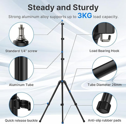 ULANZI Black Aluminum Light Stand, 6.32ft Extendable Tripod - Image 3