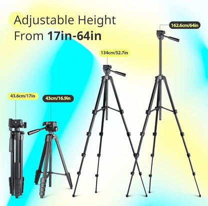 Sensyne 64" Camera Tripod Stand, Versatile Phone & iPad Tripod - Image 4