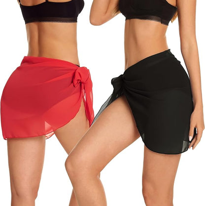 CHICGAL 2 Pieces Women Beach Sarong Bathing Suit Wrap Skirt Sheer Bikini - Image 4
