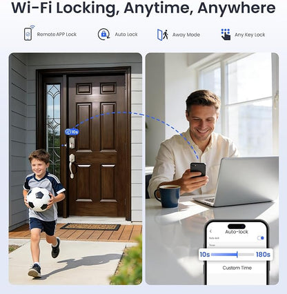 Veise VE027 Built-in Wi-Fi Smart Lock, Fingerprint Keyless Entry Front Door Lock - Image 9