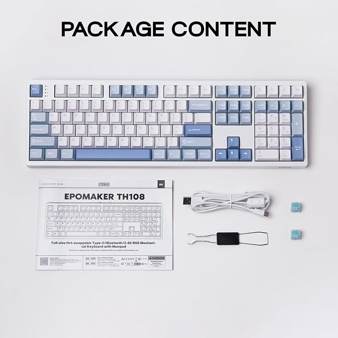 EPOMAKER TH108 Full Size Mechanical Keyboard, Wireless Gaming Keyboard - Image 9