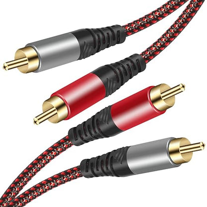 RCA Cable 30Ft, 2Rca Male to 2-RCA Male Audio Stereo Subwoofer Cable by Tiierzon