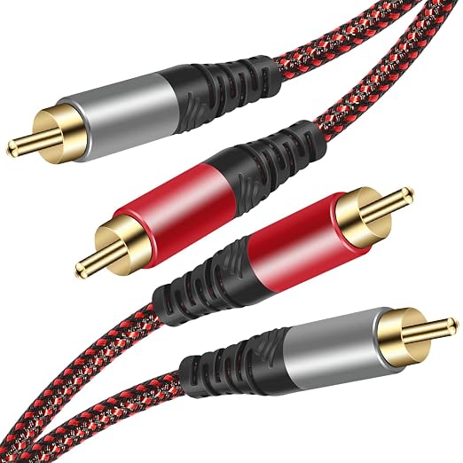 RCA Cable 12Ft, 2Rca Male to 2-RCA Male Audio Stereo Subwoofer Cable by Tiierzon