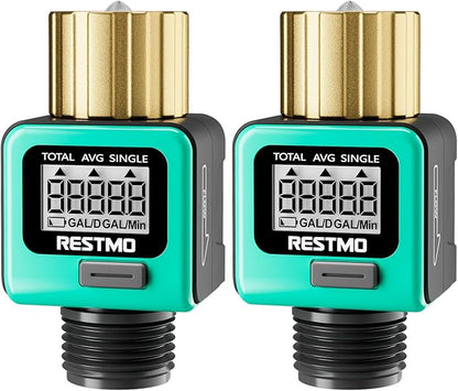 RESTMO Heavy Duty Water Flow Meter, Pure Brass Inlet | Metal Thread | 4 Measure by Restmo