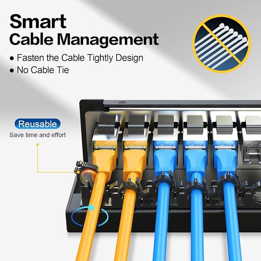 Patch Panel 8 Port with 8pcs Cat6A Keystone Jack【EC Listed】 Shielded No Rust - Image 2