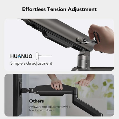 HUANUO Dual Monitor Arm for 13-49" Ultrawide Screens up to 40 lbs, Heavy Duty - Image 6