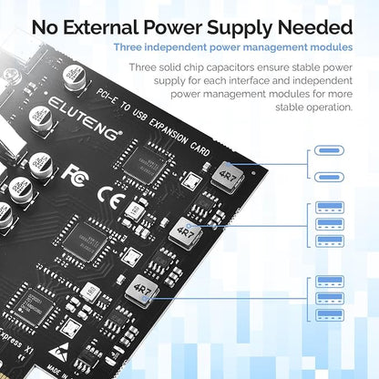 ELUTENG PCIE USB 3.2 Card 8 Ports PCI Expree to USB C Expansion Card Superspeed - Image 3
