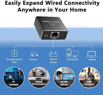 3 Port Gigabit Wired Ethernet Switch 1000Mbps USB Type-C 5V Powered Aluminum - Image 6