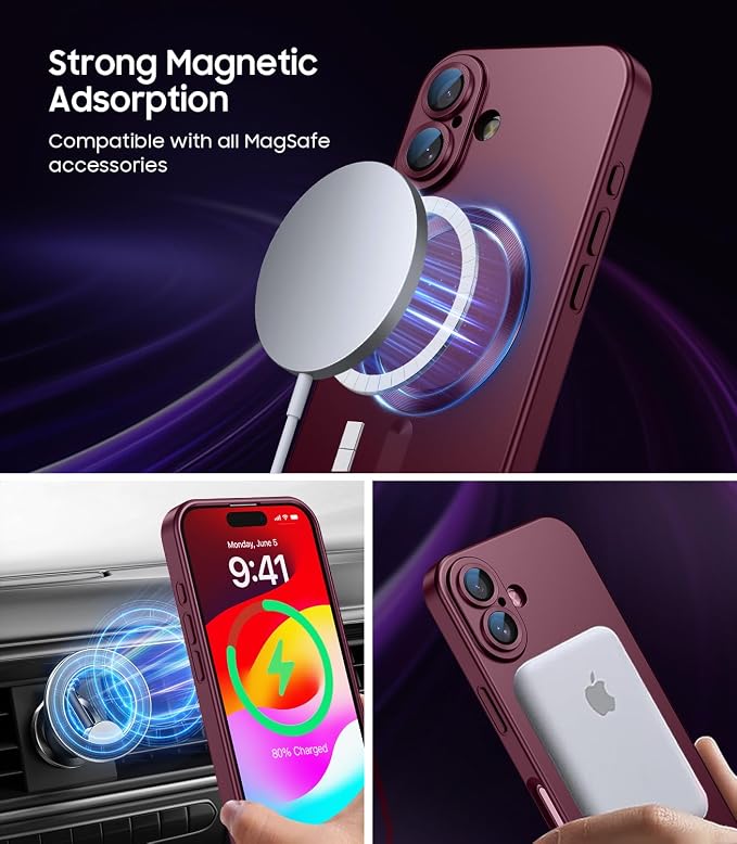 Magnetic for iPhone 16 Plus Case Slim Soft Silicone Bumper Shockproof Metallic - Image 3