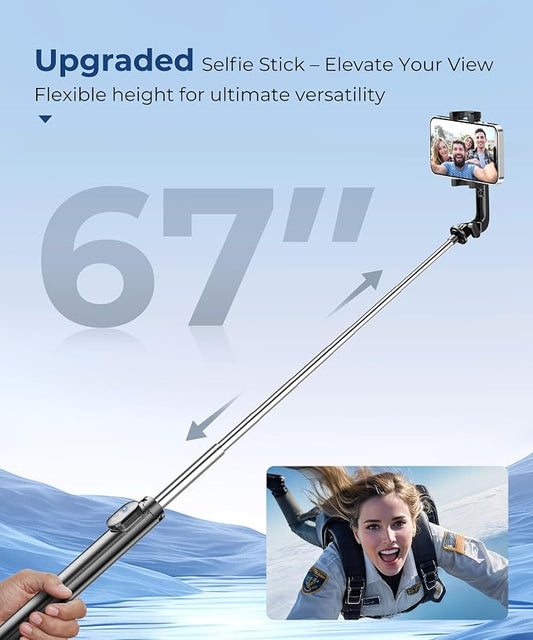 67‘’ Selfie Stick Travel Tripod, Extendable Tripod - Image 2