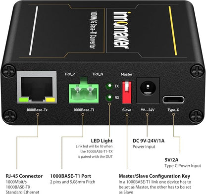 1000BASE Ethernet Media Converter, 2-Wire Ethernet 1000BASE-T1 to 1000BASE-TX - Image 3