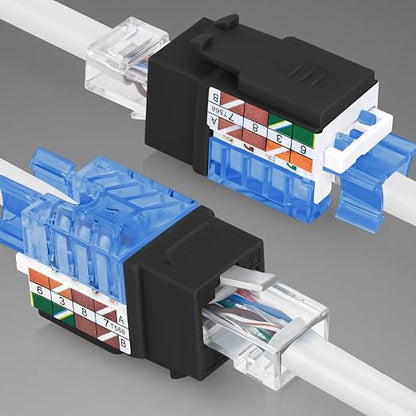 Everest 45° Angled RJ45 Cat5e Keystone Jacks 10-Pack in Black - Image 8