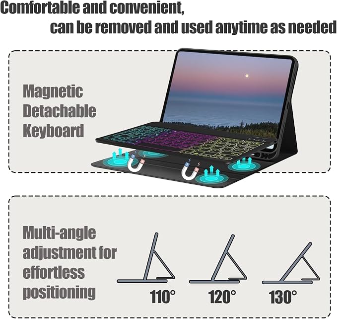 Keyboard Case for Samsung Galaxy Tab S10 FE / S9 FE 10.9 inch/Tab S9 / S8 / S7 - Image 4