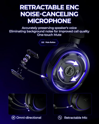 Wireless Gaming Headset, 7.1 Surround Sound, 2.4GHz USB Gaming Headphones - Image 5