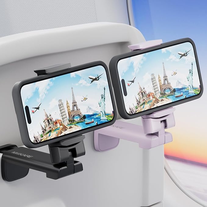 MiiKARE Travel Essentials Airplane Phone Holder, Universal Handsfree Phone Mount by MiiKARE