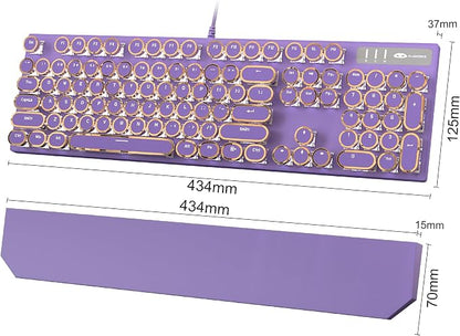 MageGee Typewriter Mechanical Gaming Keyboard, Retro Punk Purple Round Keycaps - Image 7