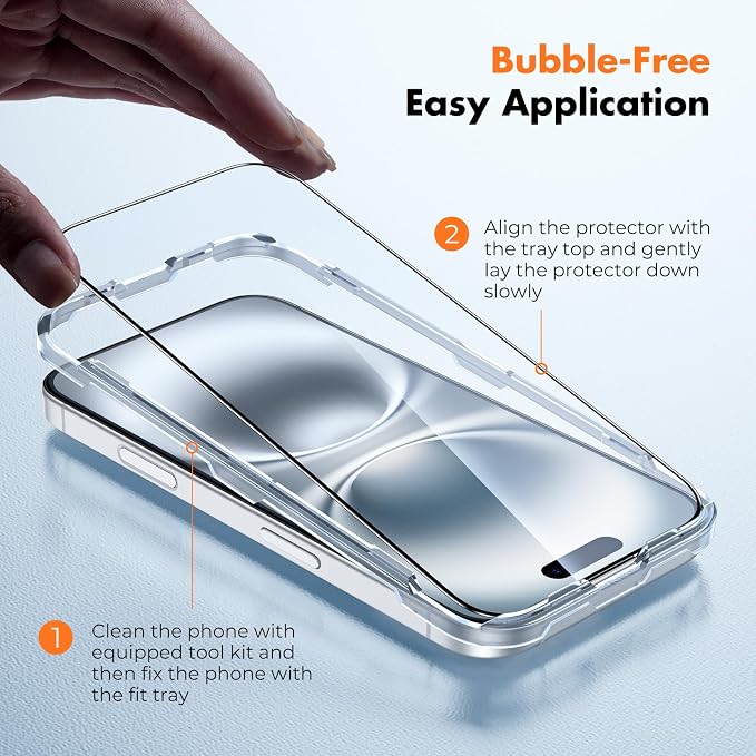 UNBREAKcable Screen Protector for iPhone 16 Plus/15 Plus Full Coverage Double - Image 3