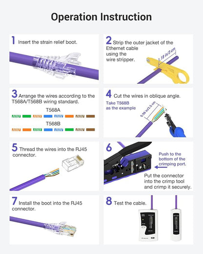 VCELINK RJ45 Crimp Tool Kit for CAT7/6A/6/5E/5, Upgraded Network Tool Set - Image 7