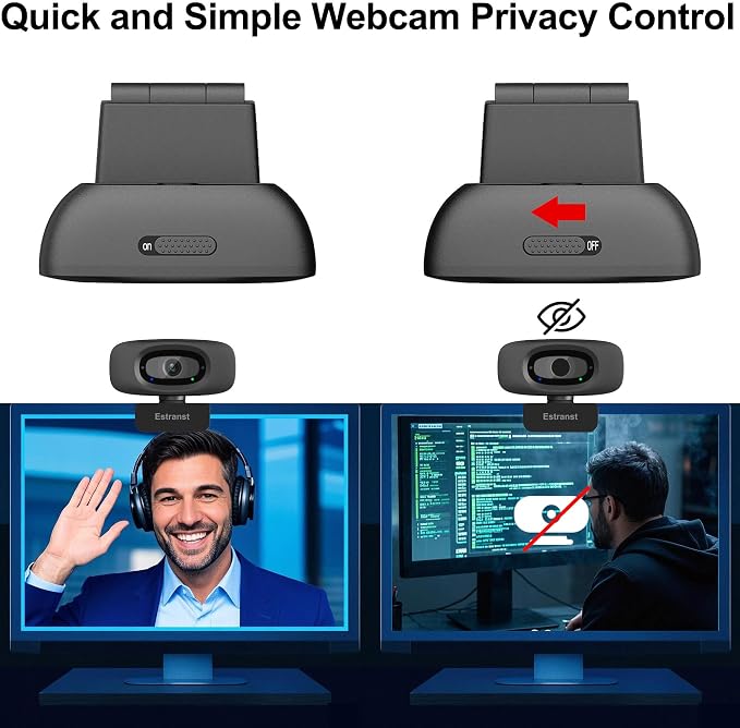 Autofocus 2K Webcam with Privacy Cover & Noise Canceling Microphone, Works with - Image 5