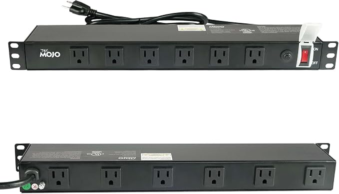 Tecmojo 1U Rackmount Network-Grade PDU Power Strip, 12 Wide-Spaced Right Angle by Tecmojo