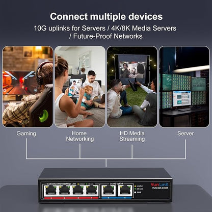 10Gb Ethernet Switch with 4 x 2.5GbE + 2 x 10GbE RJ45 Ports, VunLink 6 Port - Image 7