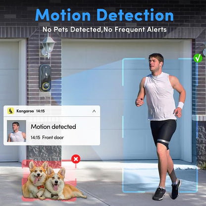 Kangaroo Wireless Doorbell+Chime, HD Camera, Easy Setup, Battery Power - Image 3