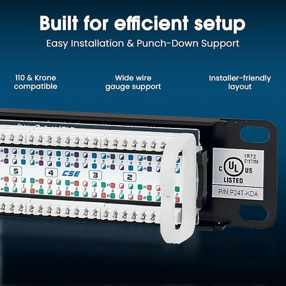 Intellinet 24 Port Cat5e Network Patch Panel Wall Mount– 1U Rack Height - Image 6