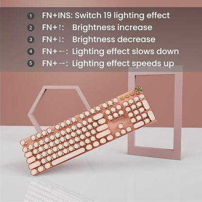 EWEADN V20 Typewriter Keyboard Wireless, 104 Keys Typewriter Style Mechanical - Image 6