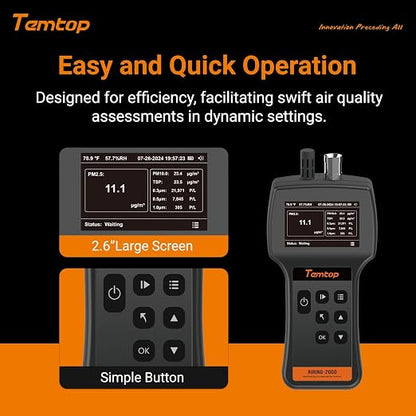 Temtop Handheld Particle Counter 0.3µm, 1.0µm Particulate Monitor PM2.5 - Image 2