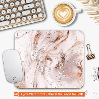 Square Mouse Pad Rose Gold Marble, Personalized Premium-Textured Custom Mouse - Image 3
