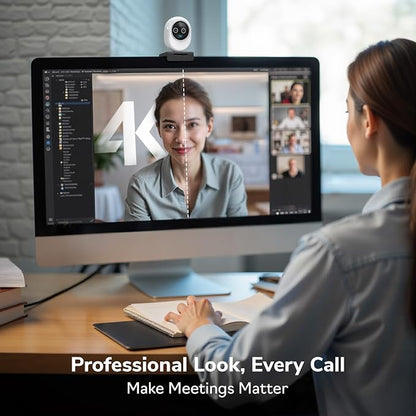EMEET Piko+ Webcam 4K, World’s 1st Dual-Camera AI-Powered 4K Camera, 1/2.55'' - Image 9