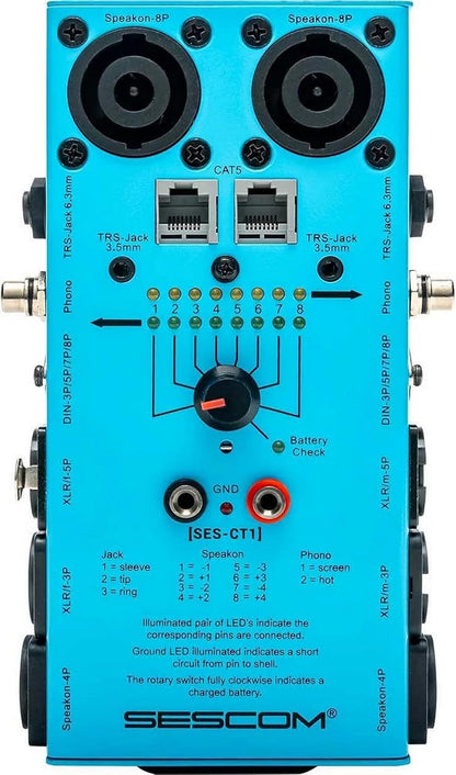 Sescom SES-CT1 Professional Audio & Ethernet Cable Tester – Tests XLR, TRS ¼″ & - Image 2