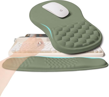 2-in-1 Ergonomic Set, Wave Rise Keyboard Wrist Rest and Massage Bulge Slope by KUOSGM
