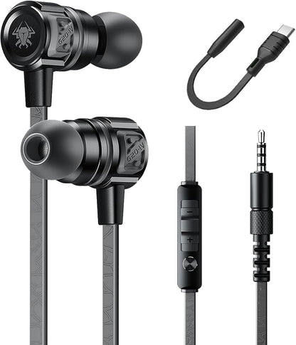 Gaming Earbuds Wired, USB C & 3.5mm Dual Plug in Ear Headphones by Aitalk