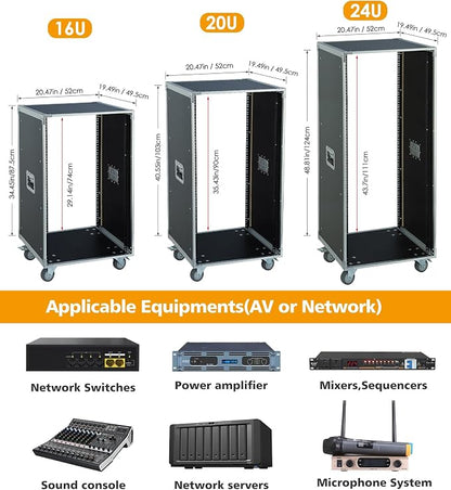 AV Gear Rack 20U Home Audio & Video Stage Stereo Equipment Storage Cabinet - Image 5