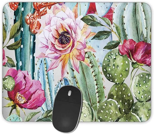 Gaming Mouse Pad， Bright Succulent Cactus Rectangle Mouse Pad Size by Qien+BaiSei