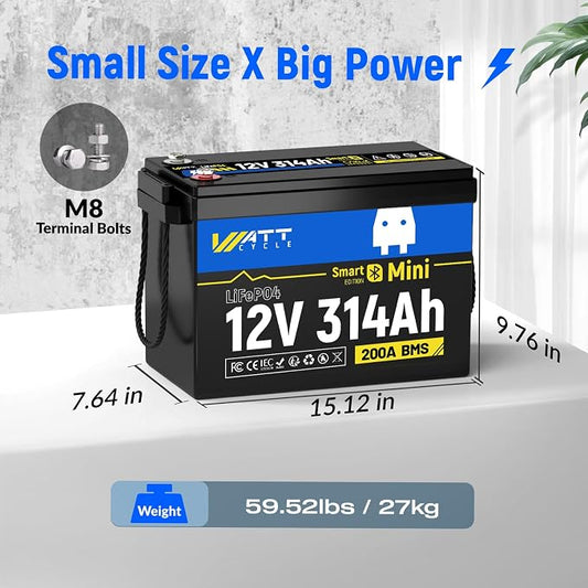 12V 314Ah Mini LiFePO4 Battery Bluetooth - Image 2