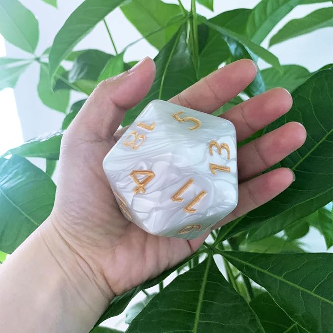 20 Sided DND Dice, D20 Giant Polyhedral Dice, 55mm Titan Large Pearl Color D20 - Image 4