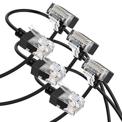 Cat6A Ethernet Cable 90 Degree Up Angled 30FT 3 Pack, Flexible Slim & Ultra by Thzzhnno