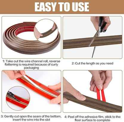 Floor Cord Cover Self Adhesive Cord Hider, 20FT Cable Management, Extension - Image 8