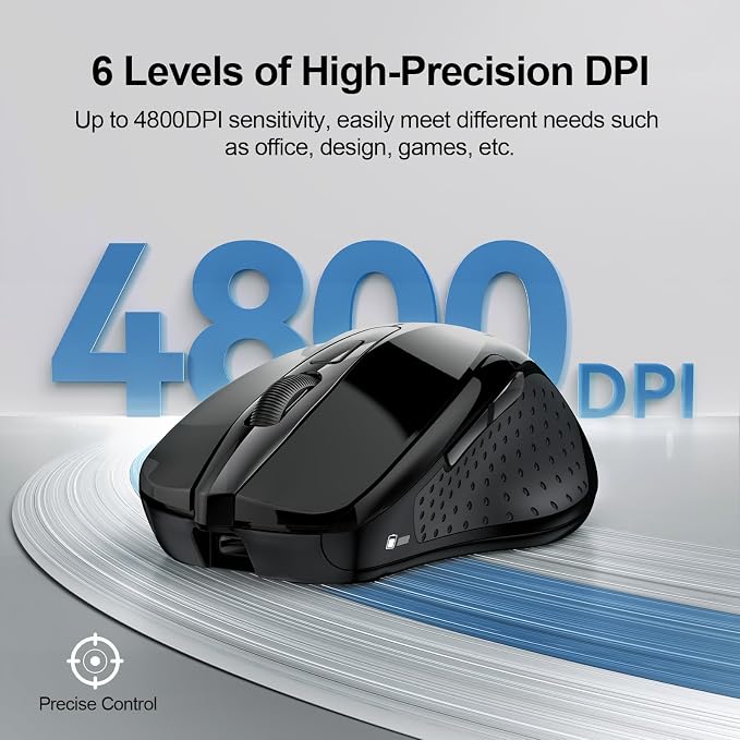TECKNET Wireless Mouse Rechargeable 4800 DPI Silent USB A & Bluetooth Mouse 6 - Image 5