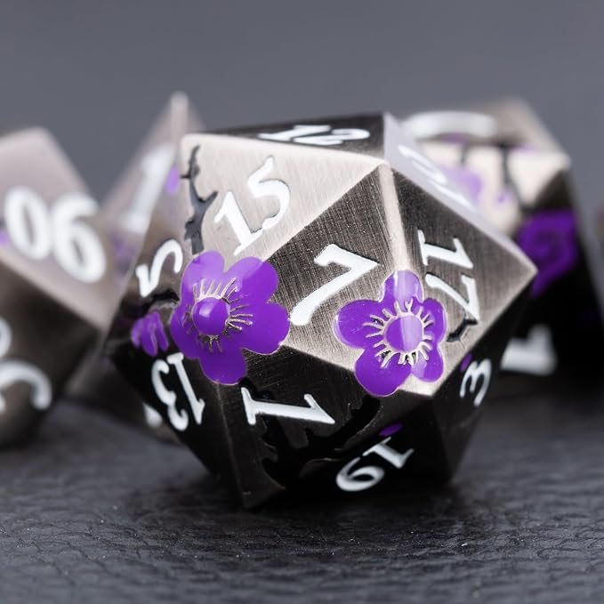 Black Metal DND Dice Set with Gift Case - Image 2