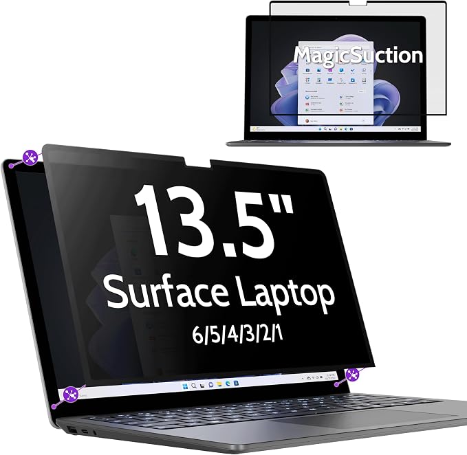 Privacy Screen for 13.5 Inch Surface Laptop 6/5/4/3/2/1, MagicSuction™ by peslv