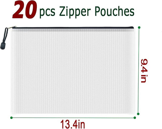 AUSTARK 20 Pcs Zipper File Bags, Plastic Mesh Pouch, Board Game Storage Bag - Image 2