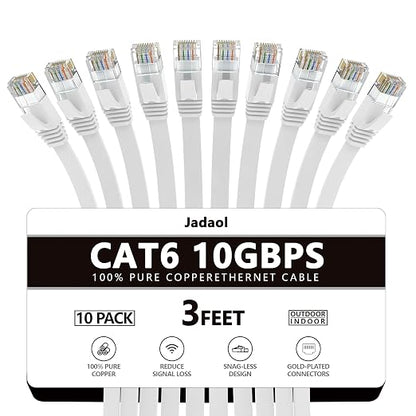 Jadaol Cat 6 Ethernet Cable 3ft 10-Pack, 10Gbps Support Cat8 Cat7 Network by Jadaol