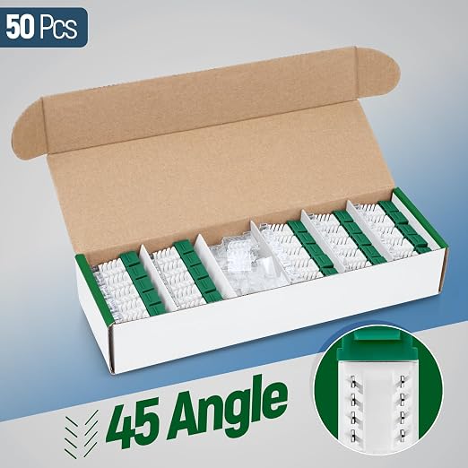 Everest 45° Angled RJ45 Cat6A Keystone Jacks 50-Pack in Green - Image 2