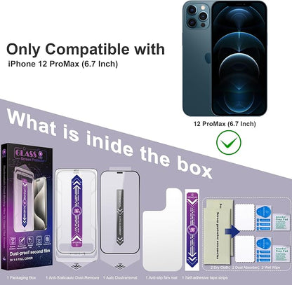 2 Pack Screen Protector for iPhone 12 Pro Max, 9H Tempered Glass, Full Coverage - Image 7